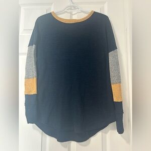 SO Navy and Mustard Textured Sweater
